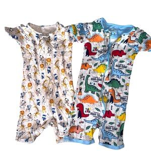 Children's Place 5T Safari Dinosaur Print shorts/ short sleeve zip up pajamas